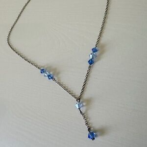 Vintage Blue Necklace Beaded Silver